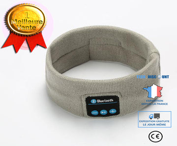 TD® Bandeau électronique écouteurs intégrés homme femme kit main libre appel réponse musique sport bandeau high tech couleur grise